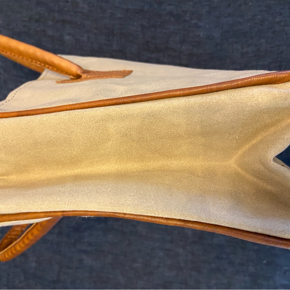 Mona B Tote Bag 3 Stars Canvas Handbag Purse Upcycled Tan W/Leather Handles - Picture 6 of 6
